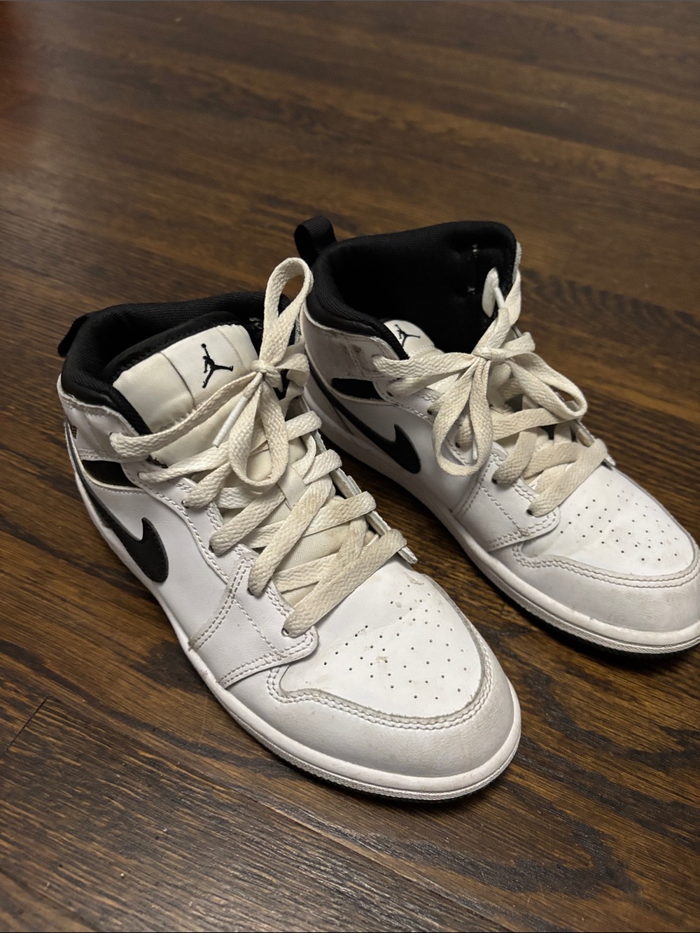 Jordan Kids White and Black Mid-Top Sneakers